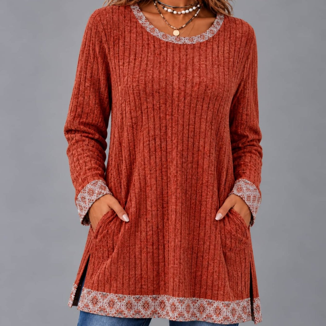 Top long femme color block - Décontracté et moderne