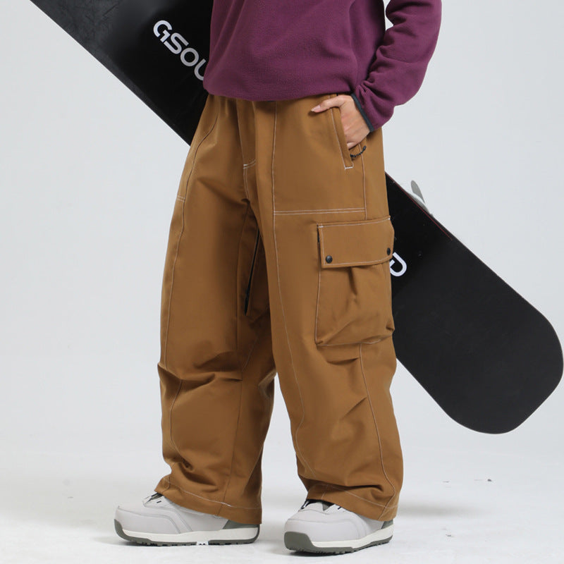 Pantaloni da sci antivento unisex a vestibilità ampia – Invernali traspiranti