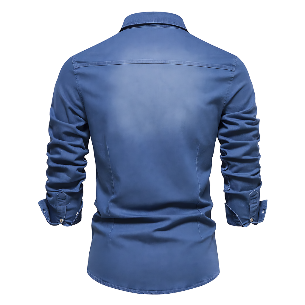 Camicia in denim di cotone da uomo