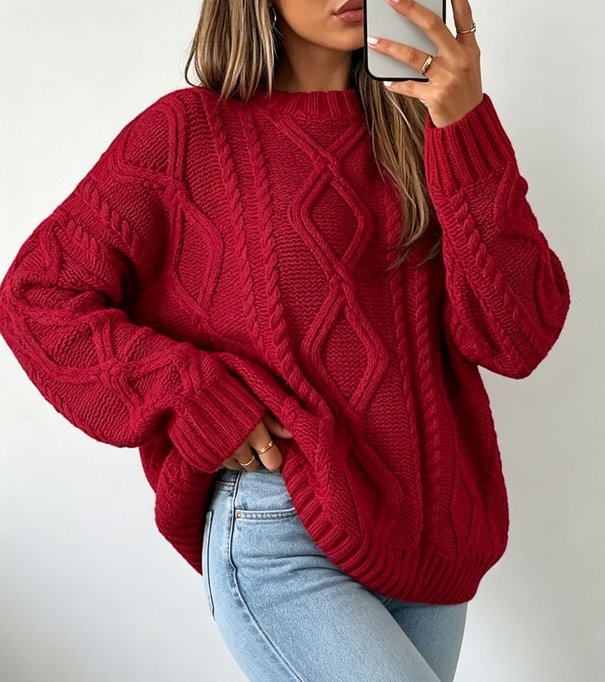 Rummelig sweater til kvinder med rund hals - Blød og afslappet