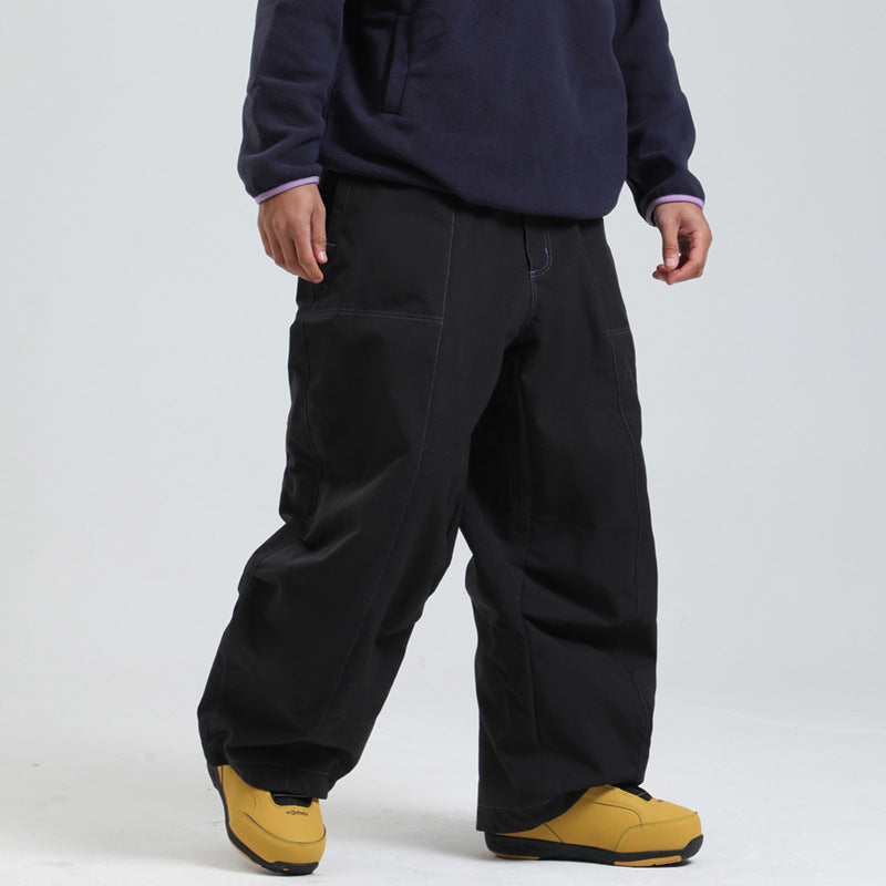 Pantaloni da sci antivento unisex a vestibilità ampia – Invernali traspiranti