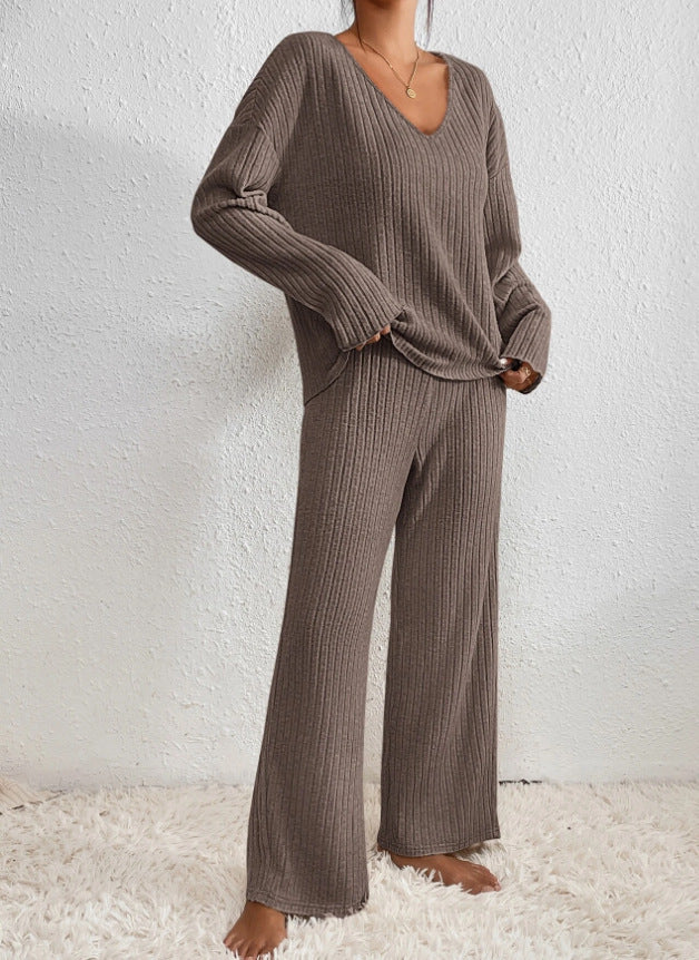 Completo da casa in maglia comodo a 2 pezzi da donna