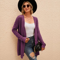 Cardigan lavorato a maglia viola