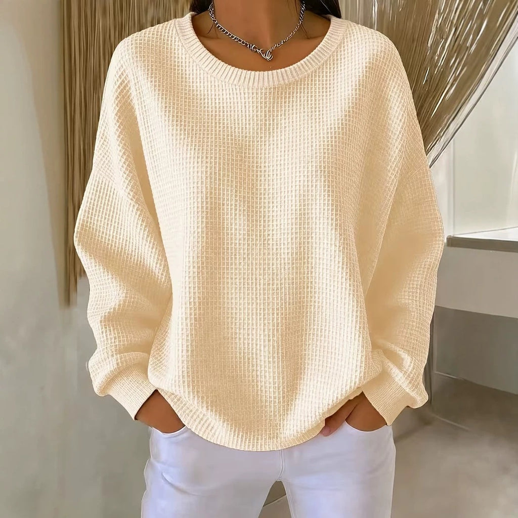 Sweat-shirt femme en patchwork gaufré - Doux et décontracté