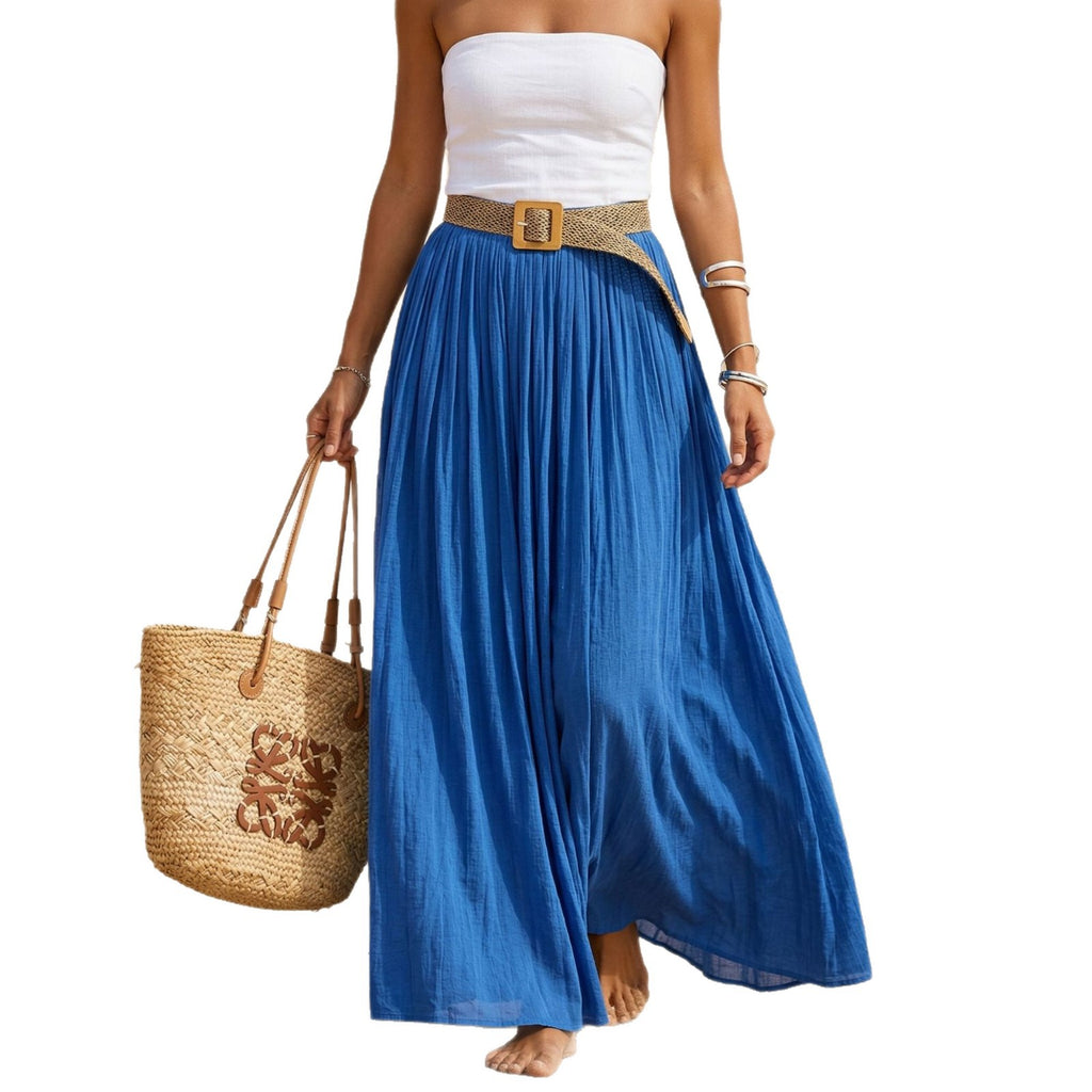Abito maxi donna svasato con vita morbida stile mare