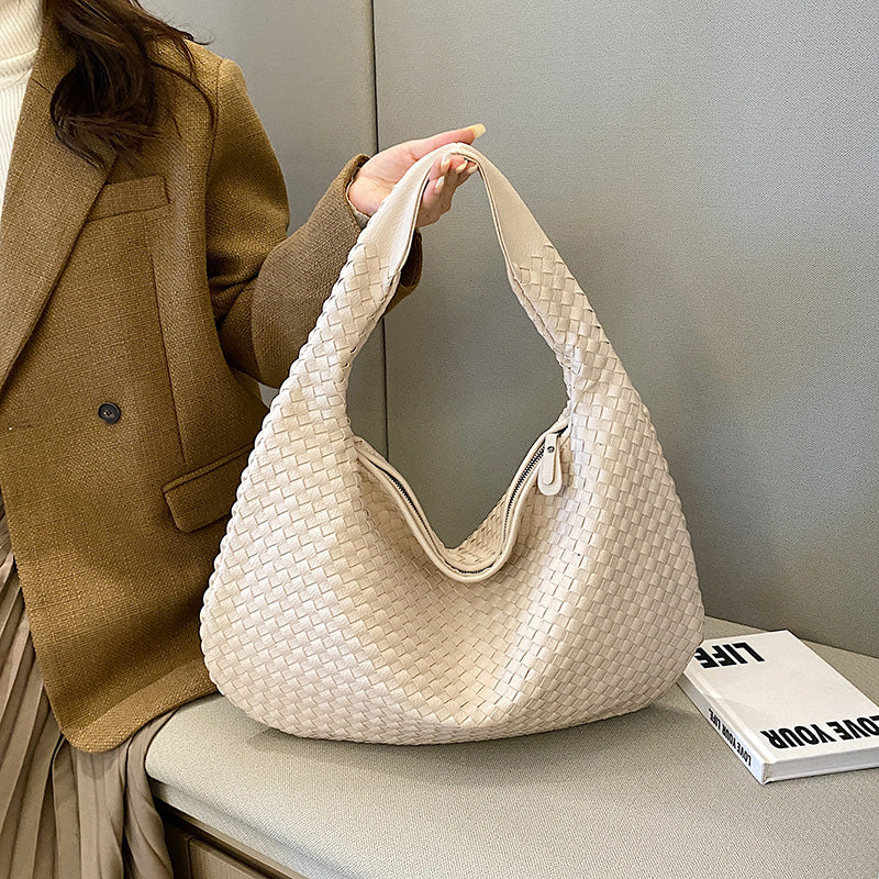 Borsa hobo in pelle intrecciata da donna – Elegante borsa a tracolla intrecciata