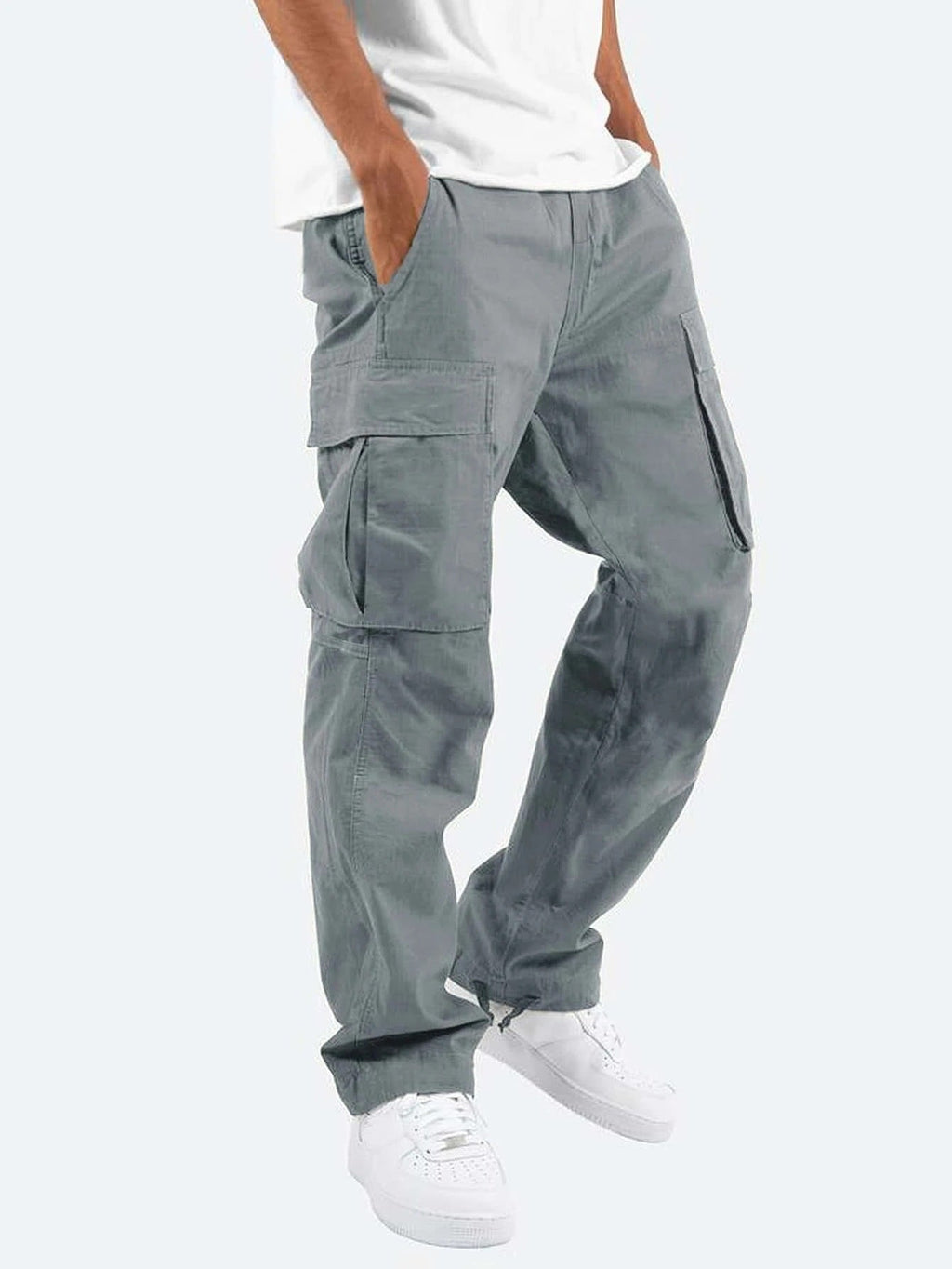 Pantaloni cargo a gamba larga da uomo - Vestibilità rilassata - Pantaloni casual in misto cotone