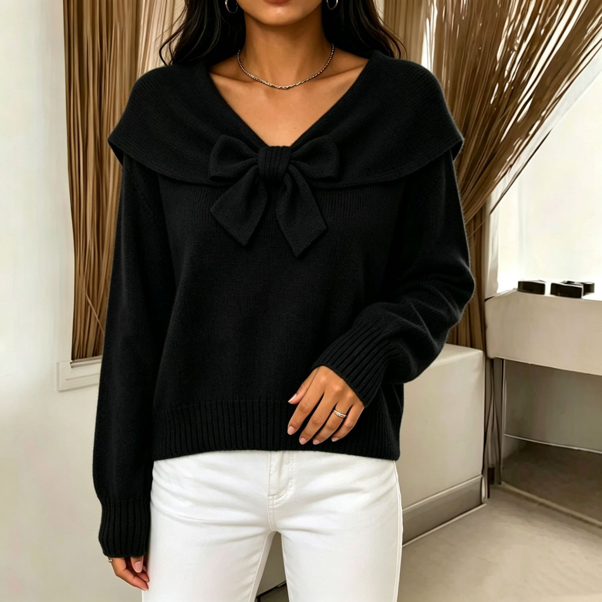 Women's bow sweater - Soft and feminine