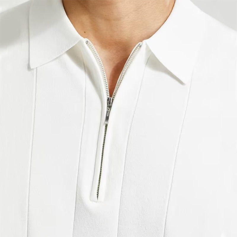 Polo da uomo alla moda a maniche corte – Top estivo con collo con cerniera