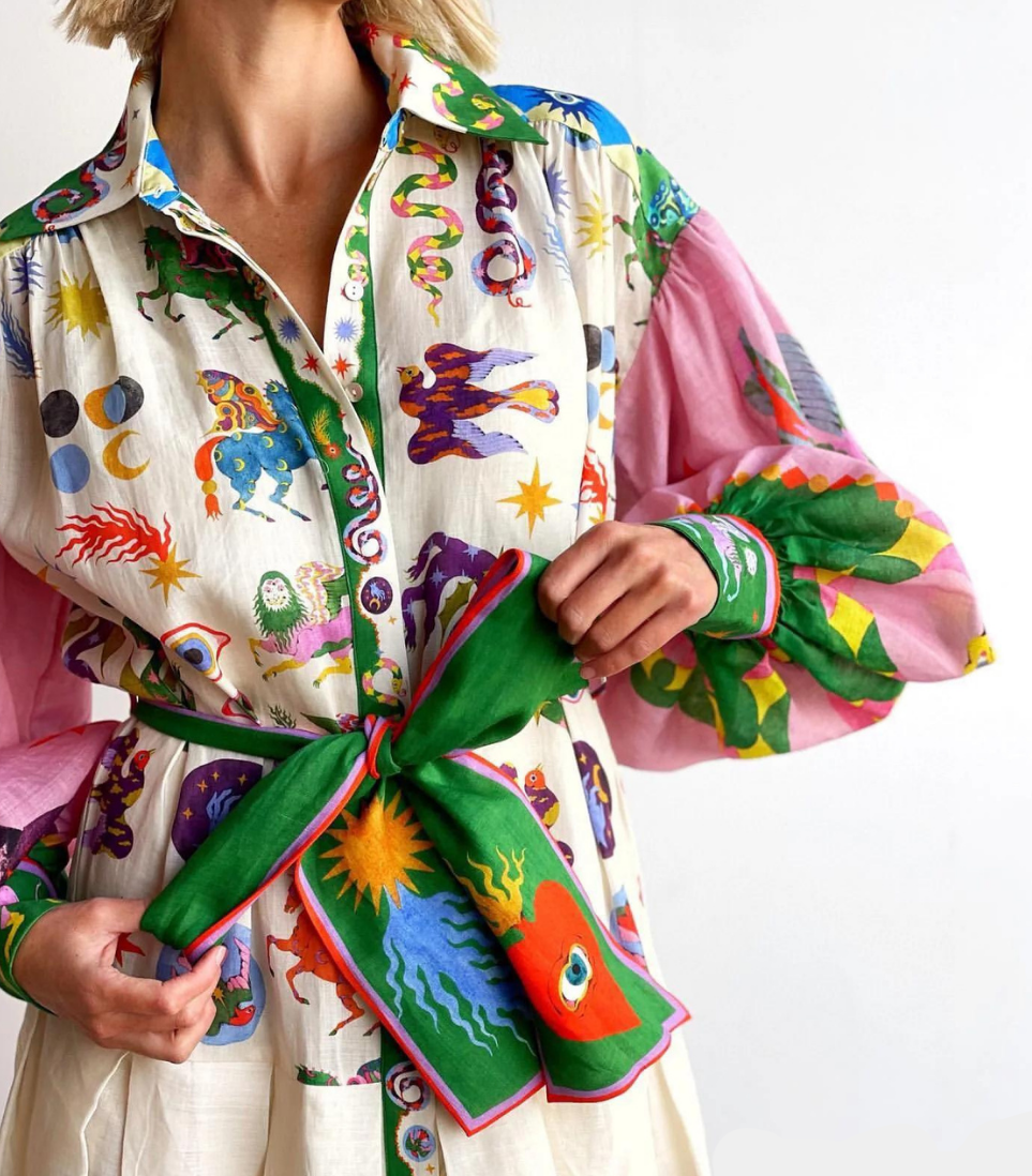 Maxi abito italiano multicolore alla moda da donna