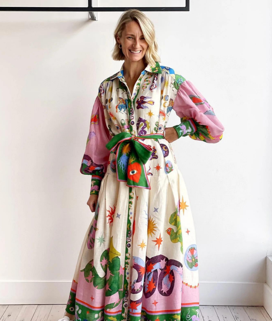 Maxi abito italiano multicolore alla moda da donna