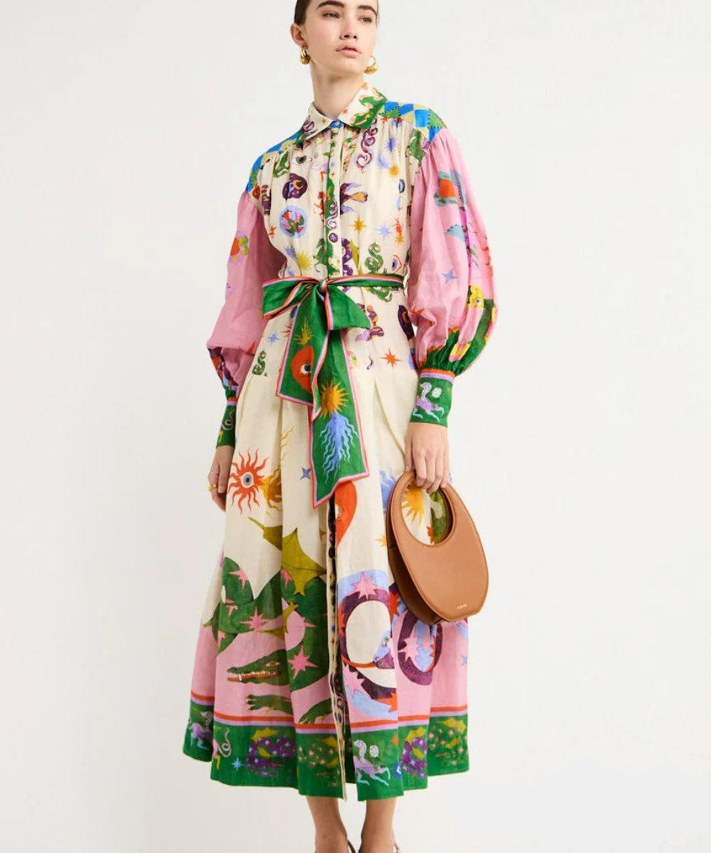 Maxi abito italiano multicolore alla moda da donna