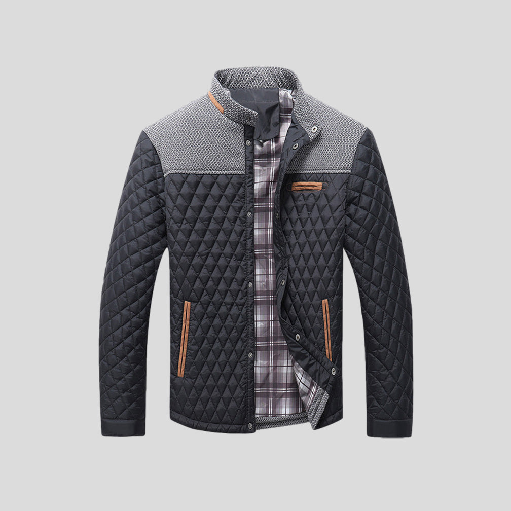 Giacca trapuntata a rombi da uomo - vestibilità leggera con collo alto color block