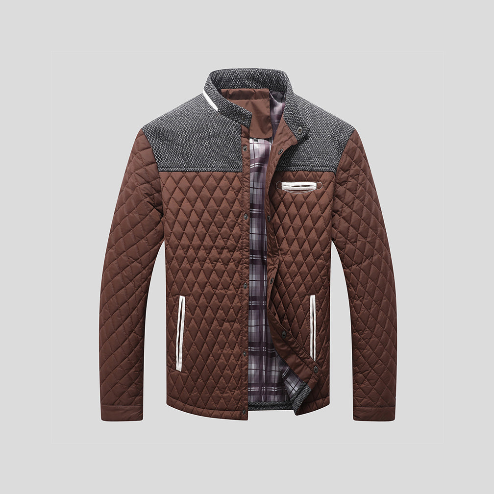 Giacca trapuntata a rombi da uomo - vestibilità leggera con collo alto color block