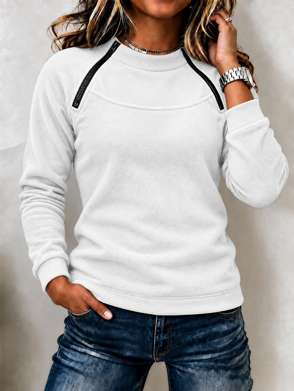 Sweat thermique pour femme à col montant - Chaud et décontracté
