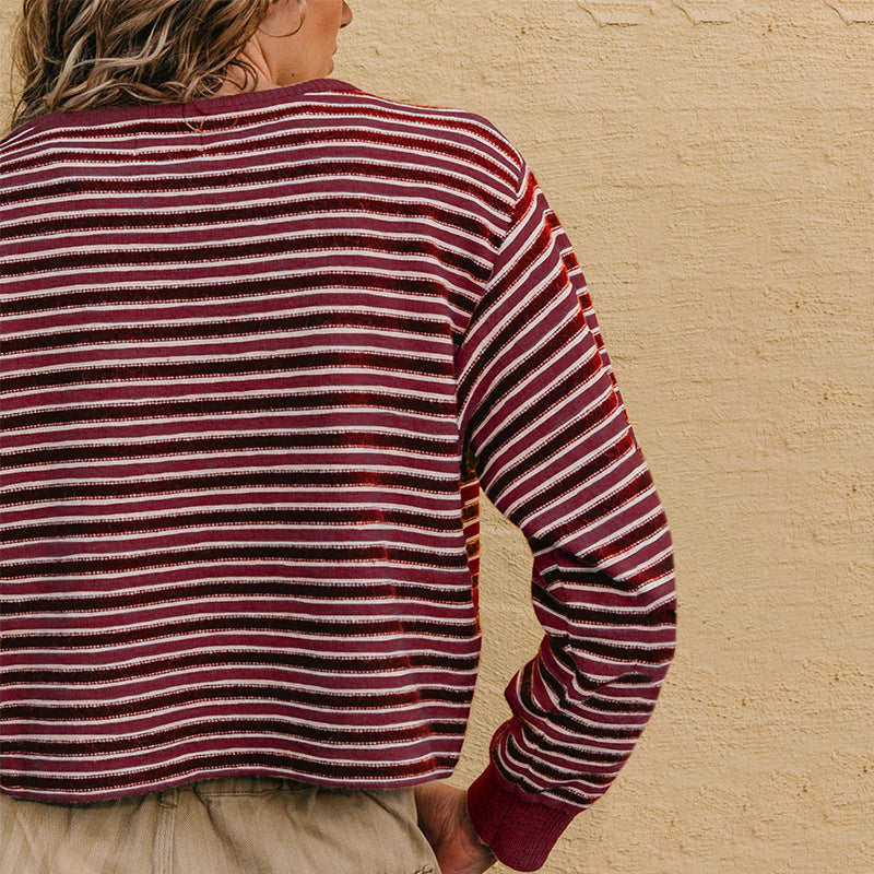 Pull femme rayé à blocs de couleurs en maille - Doux et moderne