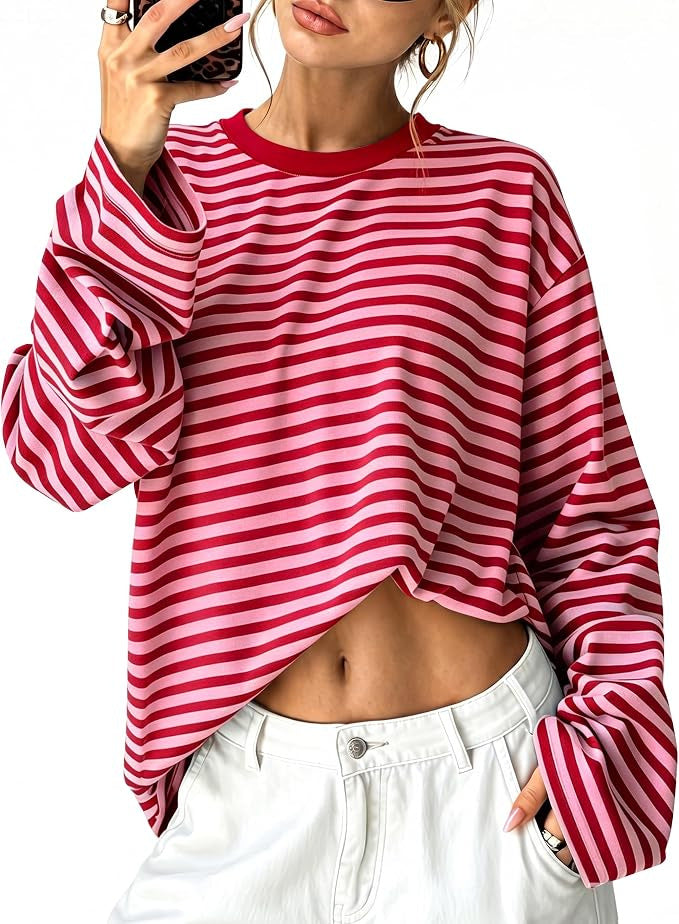 T-shirt da donna a righe color-block in stile rétro – Casual e vintage