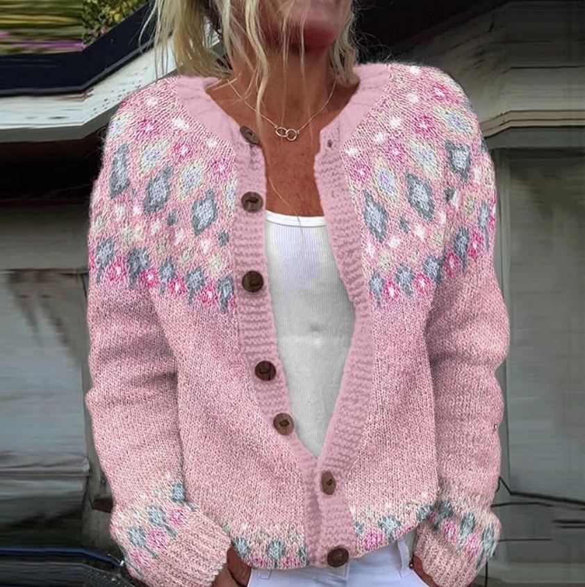 Cardigan Donna Rosa Comfort – Stile Casual Morbido da Indossare a Strati