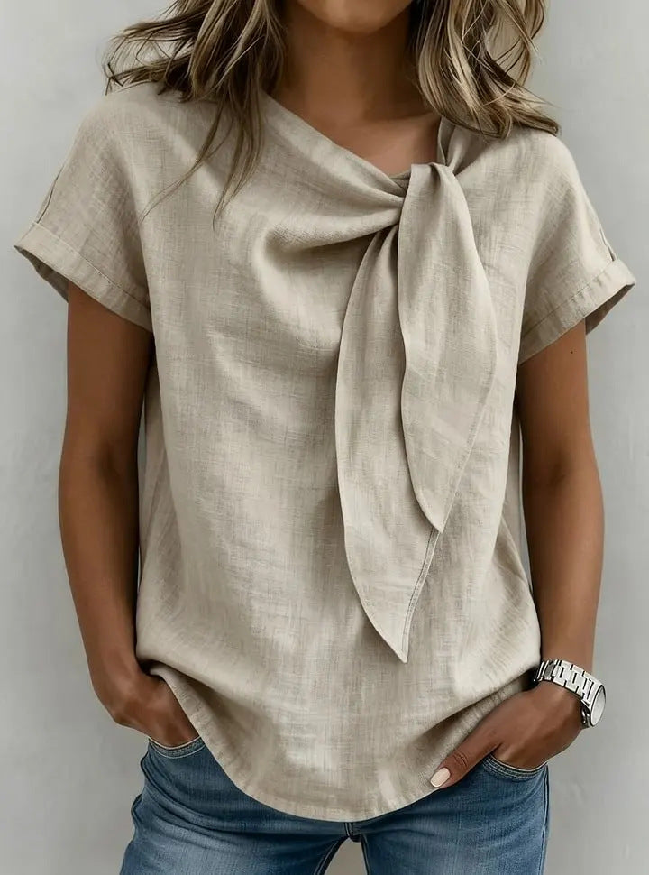 T-shirt donna a maniche corte in misto cotone leggero