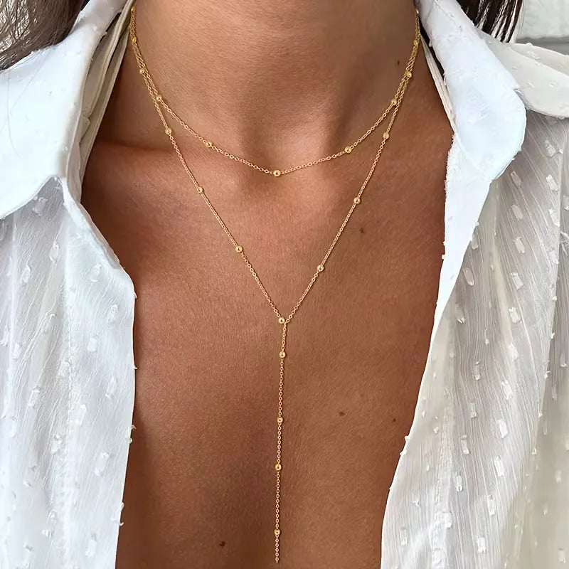Collana con perle di riso e frange - Elegante e delicata