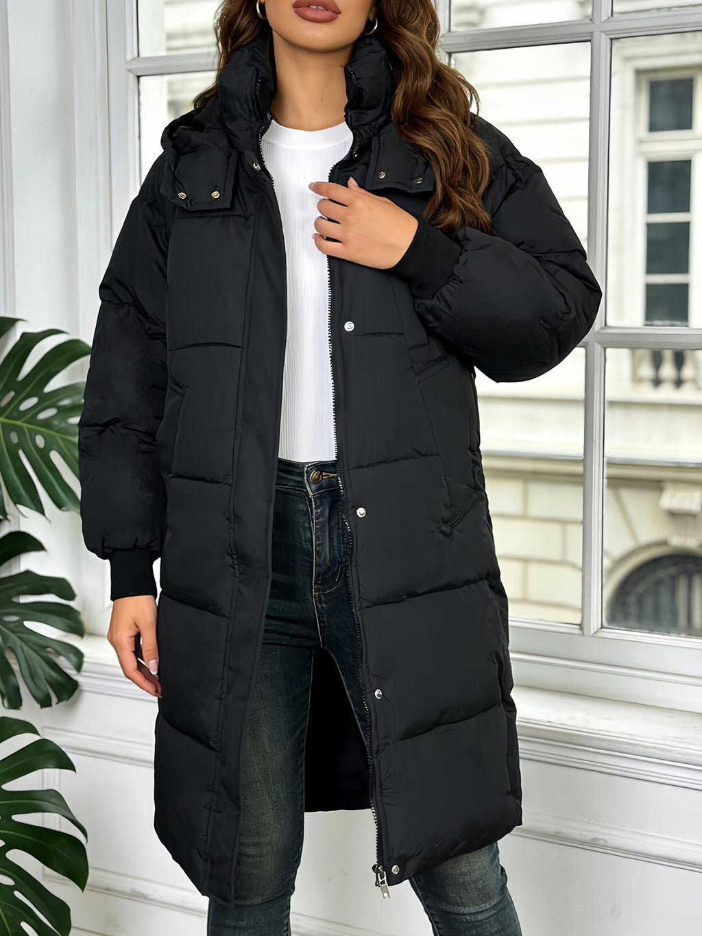 Manteau long femme en coton - Ample et chaud