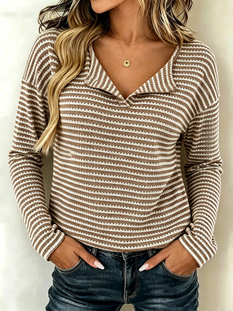 Camiseta de mujer casual multicolor de manga larga – estilo suave y cómodo para todos los días