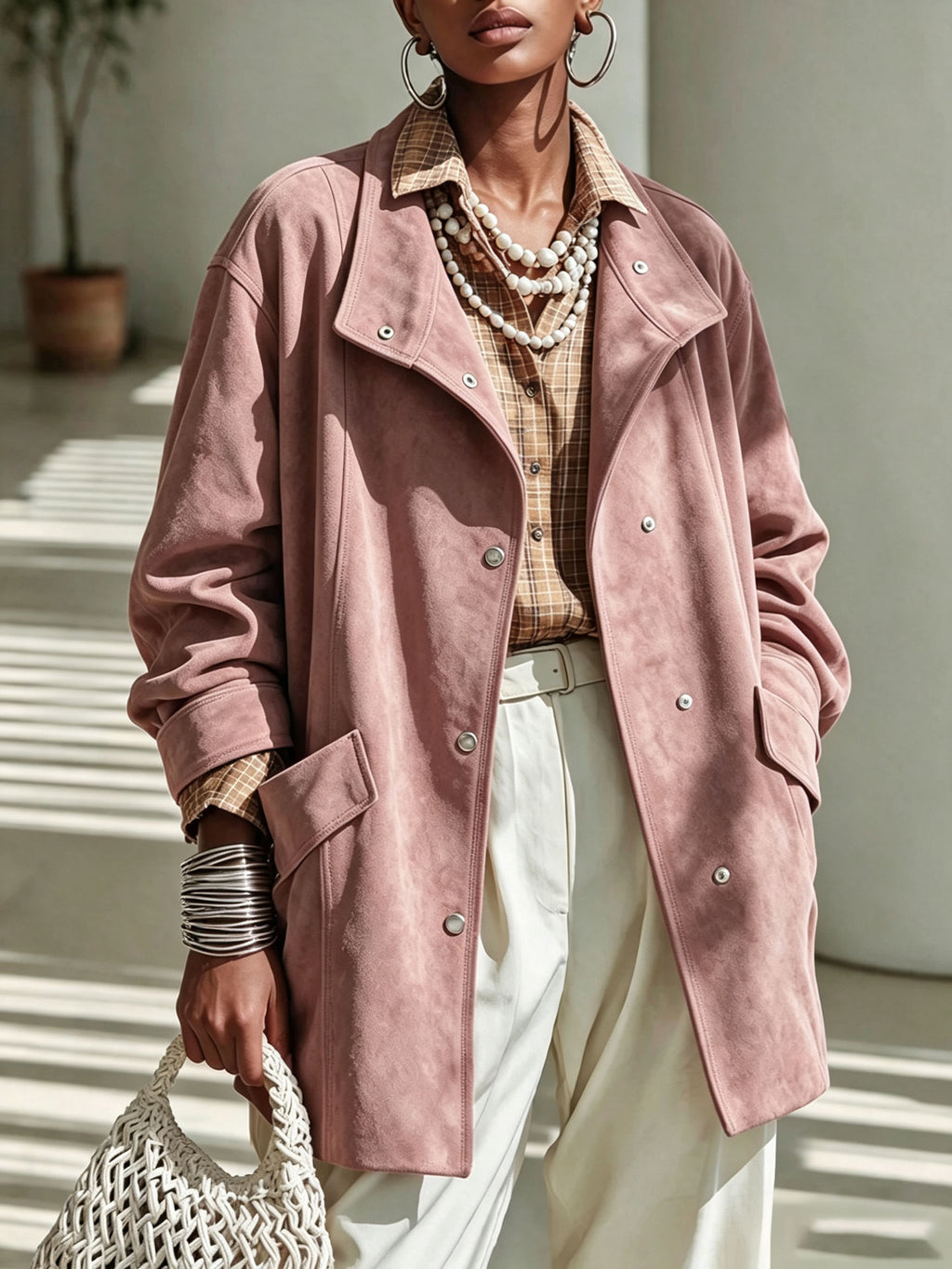 Abrigo midi de mujer con cuello mao - Elegante y cálido