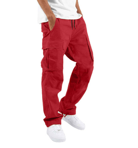 Pantaloni cargo a gamba larga da uomo - Vestibilità rilassata - Pantaloni casual in misto cotone