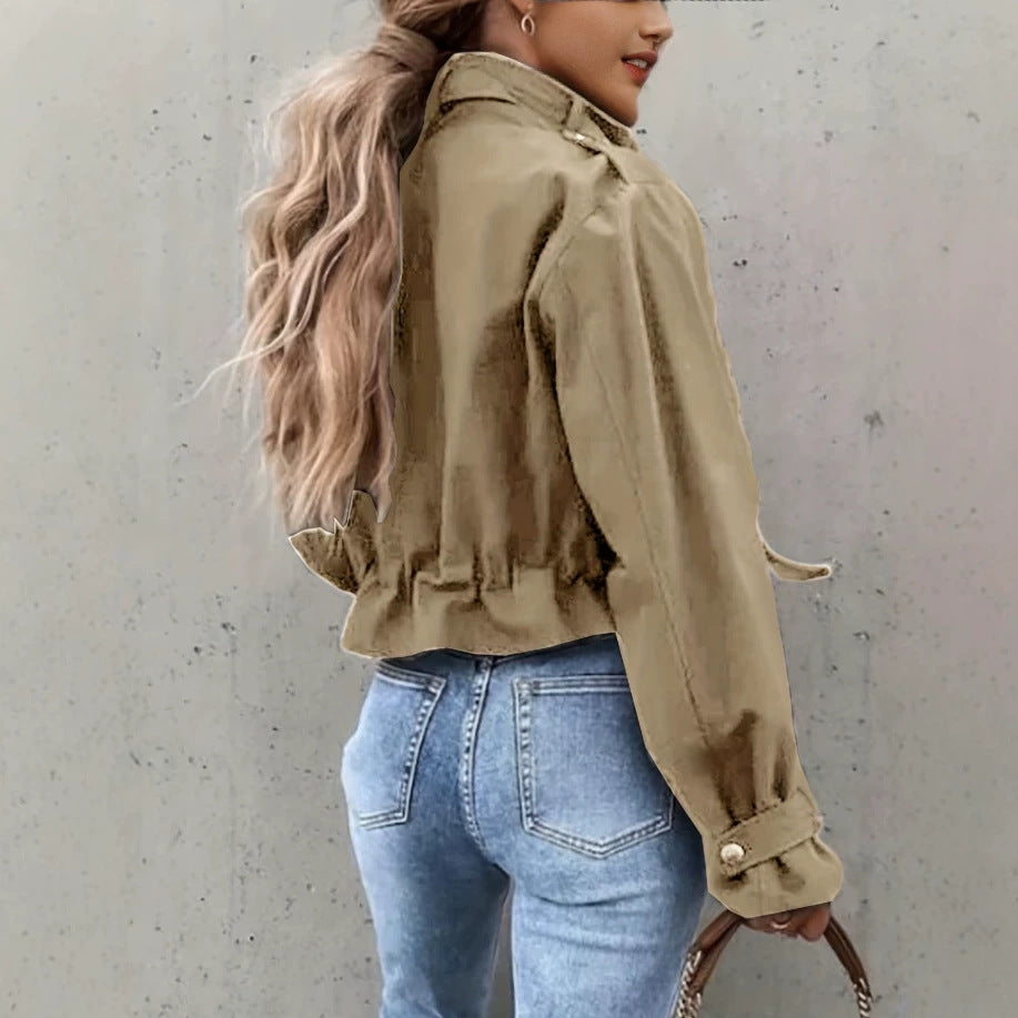 Giacca donna stile biker con collo alto - Moderna e urbana