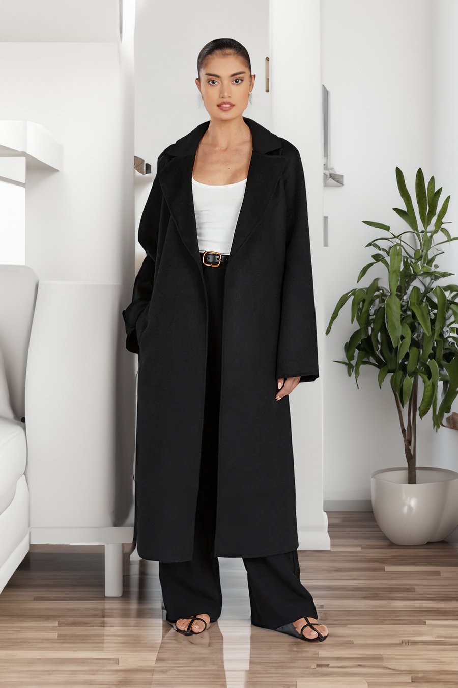 Cappotto invernale donna con colletto ampio - Chic e caldo