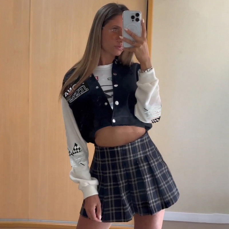 Giacca da baseball con patchwork a contrasto da donna | Ideale per autunno e inverno