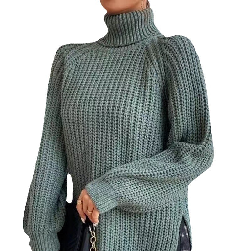Maglione donna con collo alto e spacco – Morbido e confortevole