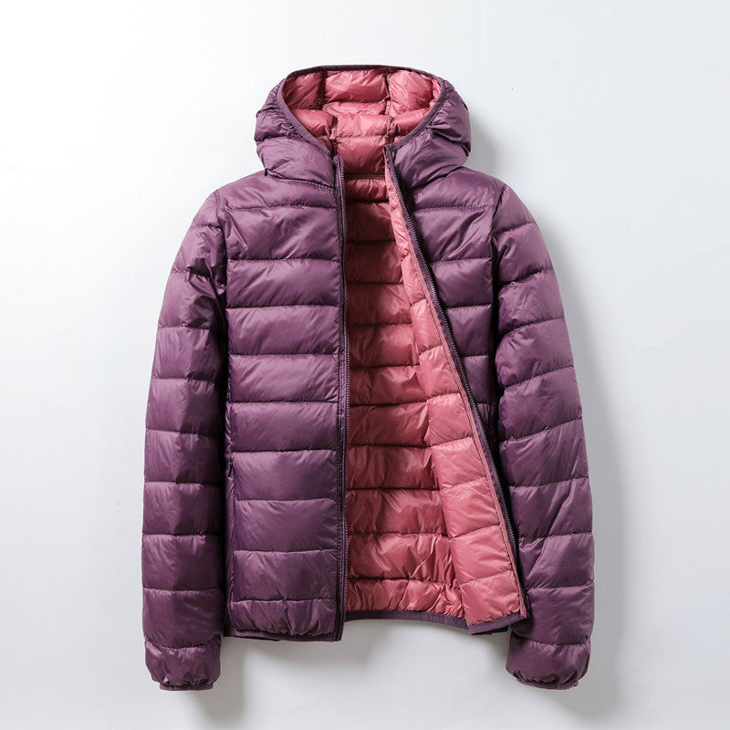 Doudoune courte légère pour femme avec capuche - Chaude et pratique