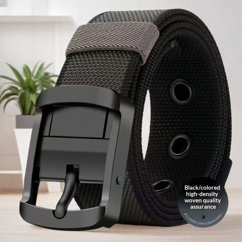 Cintura girevole in nylon da uomo – Stile versatile con fibbia ad ardiglione bifacciale