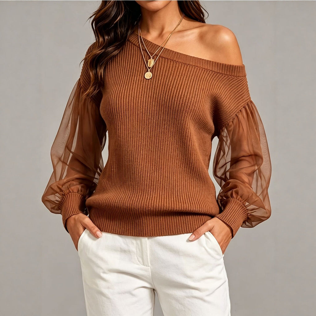 Asymmetrisk sweater til kvinder med én skulder – Moderne og letflydende