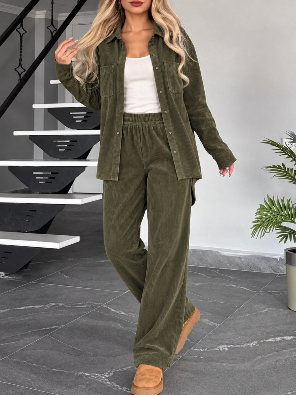 Ensemble décontracté deux pièces pour femme – Simple et confortable