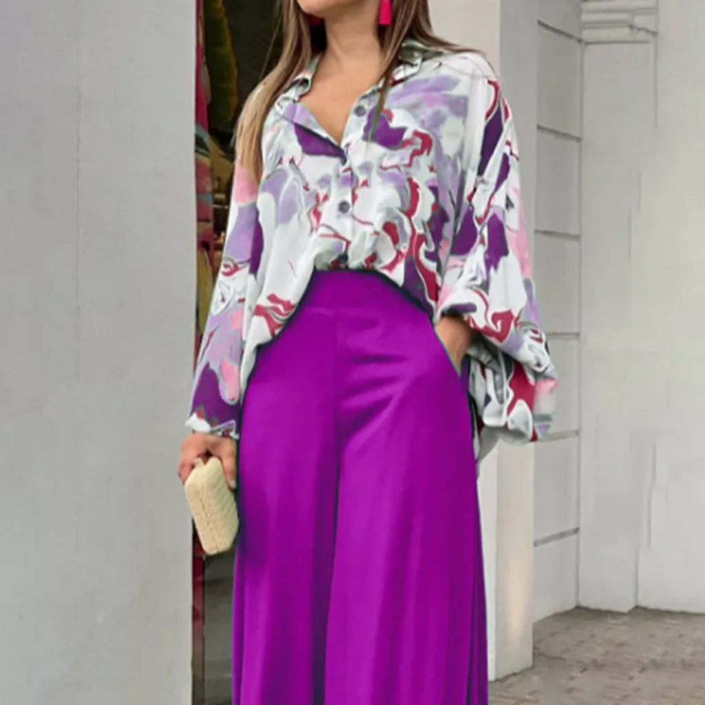 Completo da donna in 2 pezzi - Tessuto leggero, perfetto per un outfit casual ed elegante