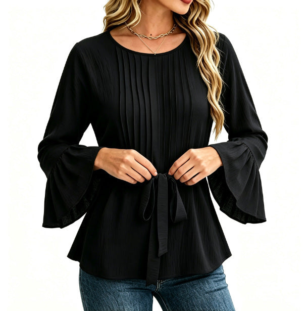 Blusa donna tinta unita a maniche lunghe - Semplice ed elegante