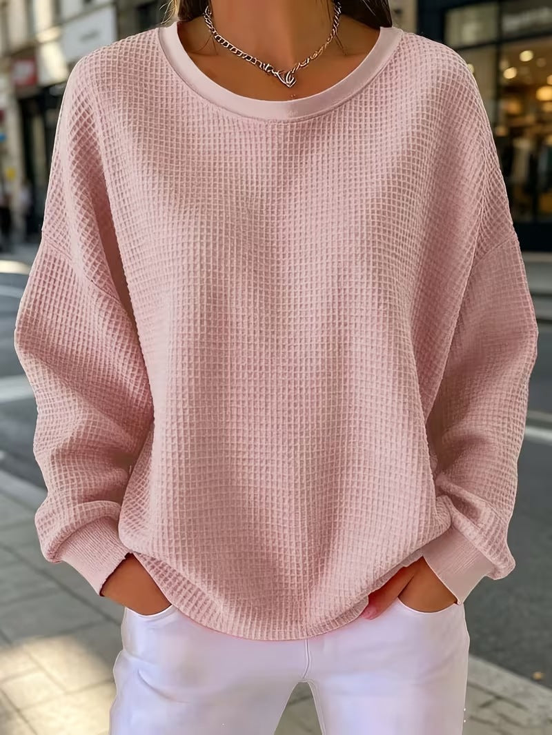 Sweat-shirt femme en patchwork gaufré - Doux et décontracté