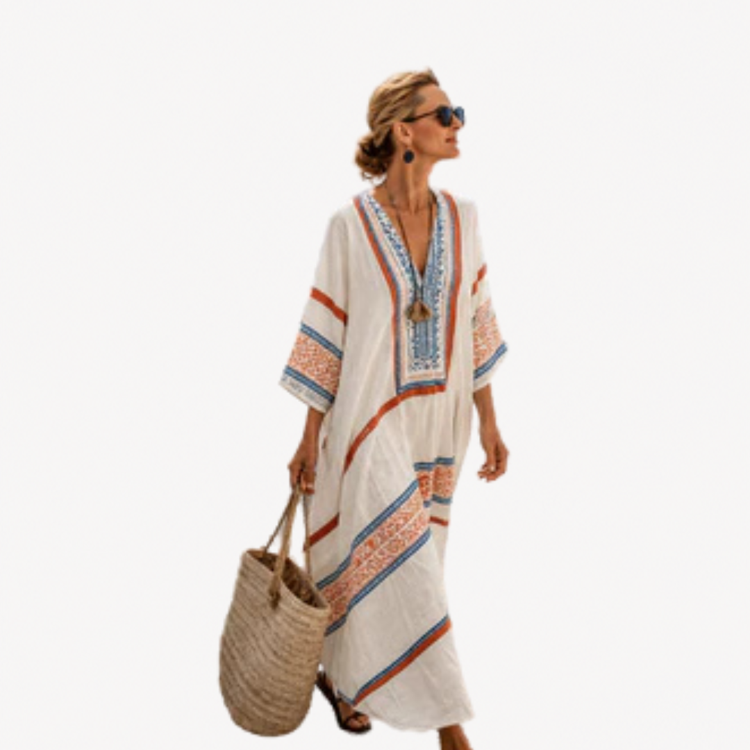 Caftano lungo da donna a righe - Fluido ed elegante