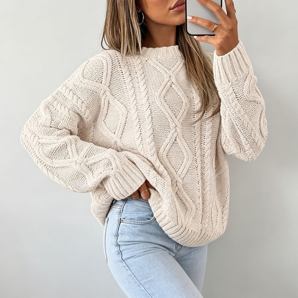 Rummelig sweater til kvinder med rund hals - Blød og afslappet