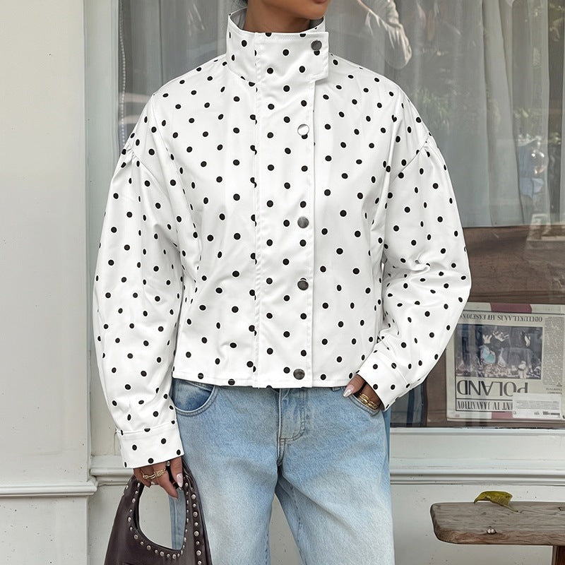 Cappotto donna a pois con maniche lunghe - Casual e leggero