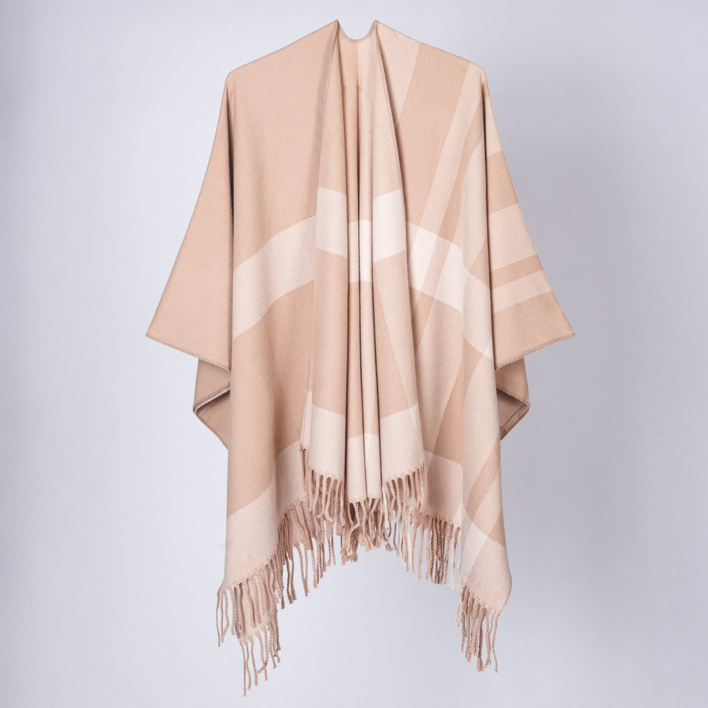 Scialle plaid donna con frange - Classico e avvolgente