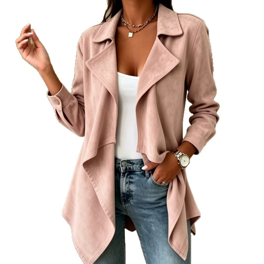 Veste mi-longue effet suède - Douce et élégante
