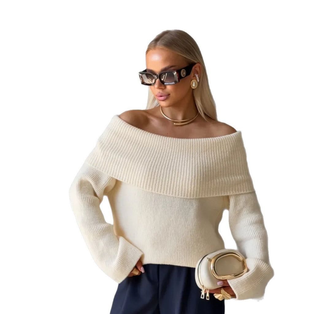 Maglione donna con revers e spalle scoperte - Chic e confortevole