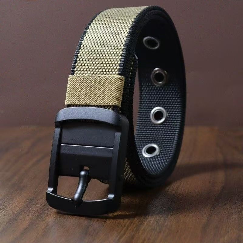 Cintura girevole in nylon da uomo – Stile versatile con fibbia ad ardiglione bifacciale