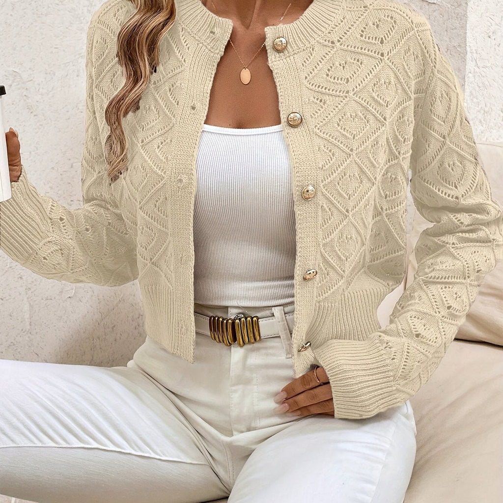 Cardigan donna traforato con bottoni - Elegante e leggero