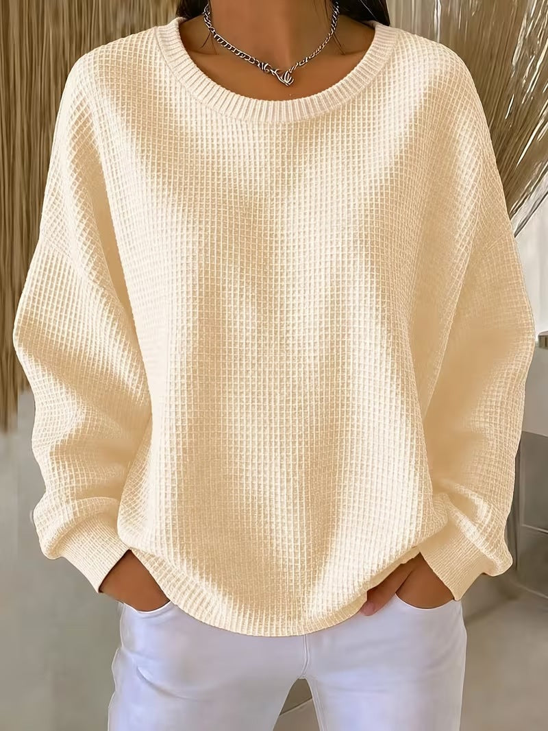 Sweat-shirt femme en patchwork gaufré - Doux et décontracté