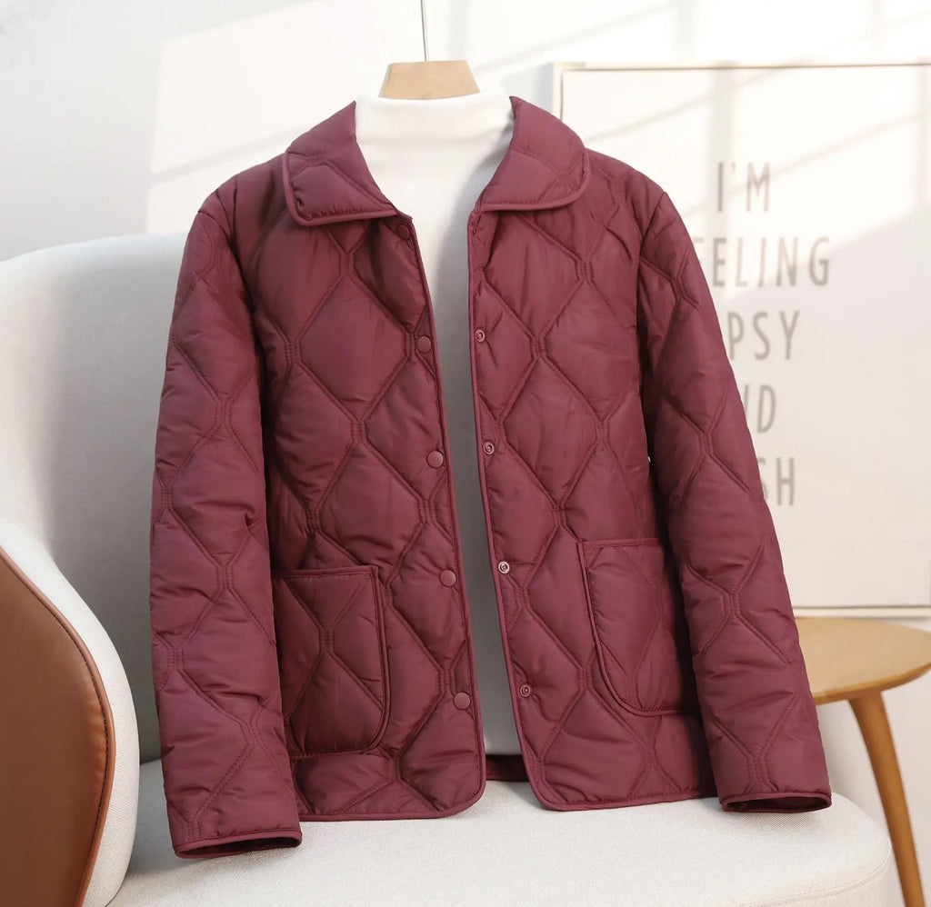 Giacca Donna Imbottita in Cotone con Vestibilità Morbida – Cappotto Corto Casual con Revers