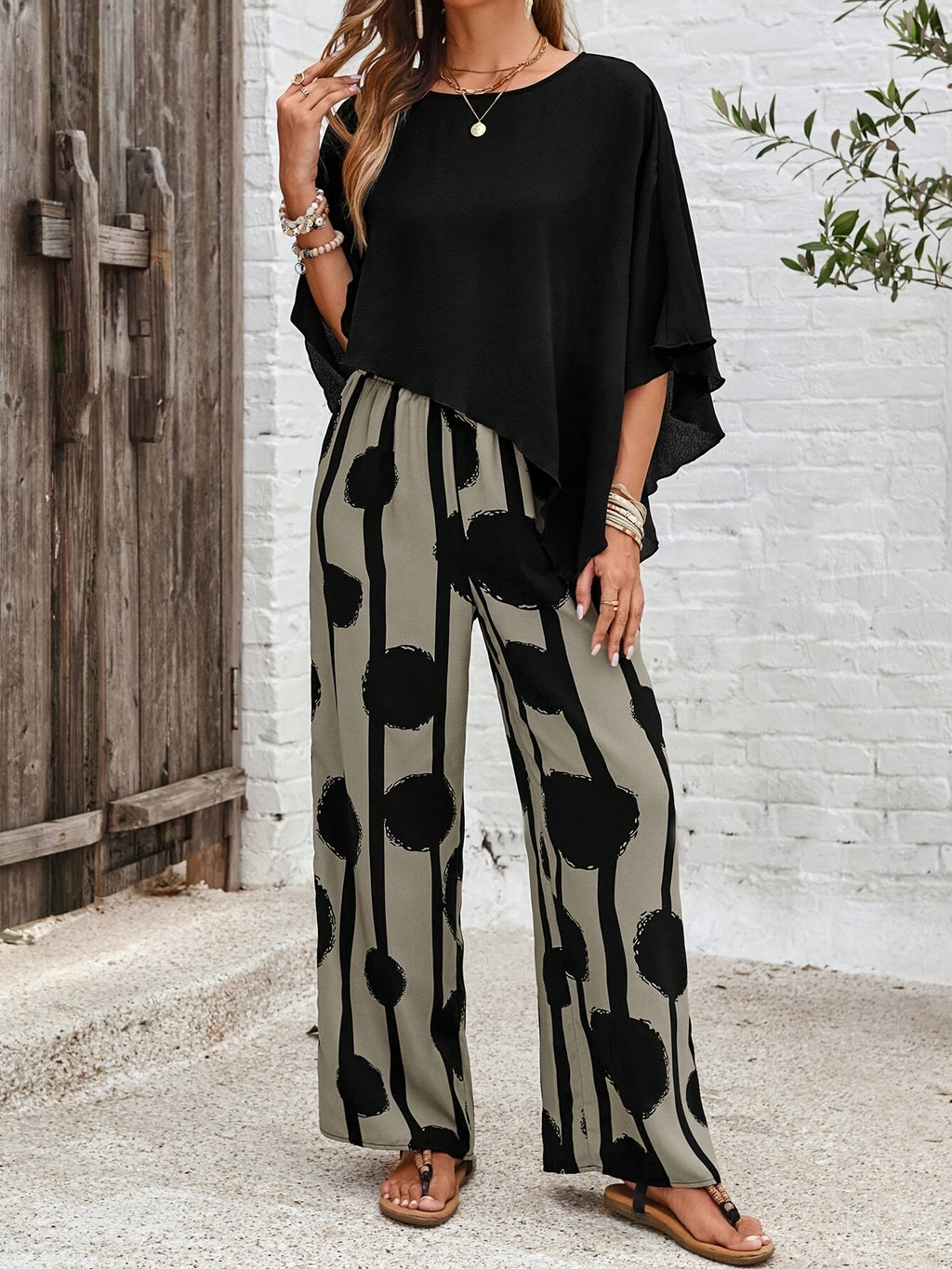 Set Due Pezzi Boho-Chic – Pantaloni a Gamba Larga Outfit Elegante
